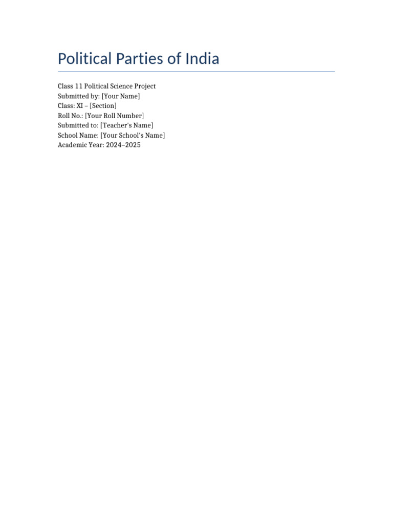 Political Parties of India Project | PDF