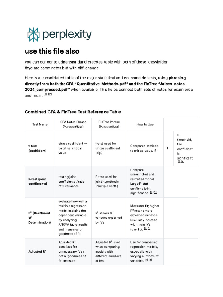 Statistical Test Reference Table | PDF | F Test | Errors And Residuals