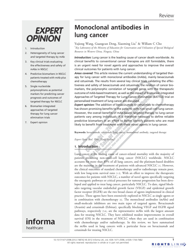Monoclonal Antibody in Lungs Cancer | PDF | Epidermal Growth Factor ...