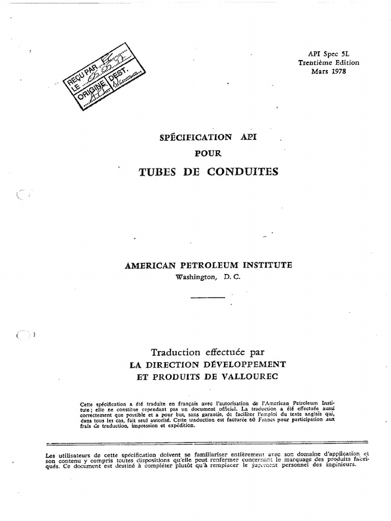 Api Spec 5L 1978 | PDF