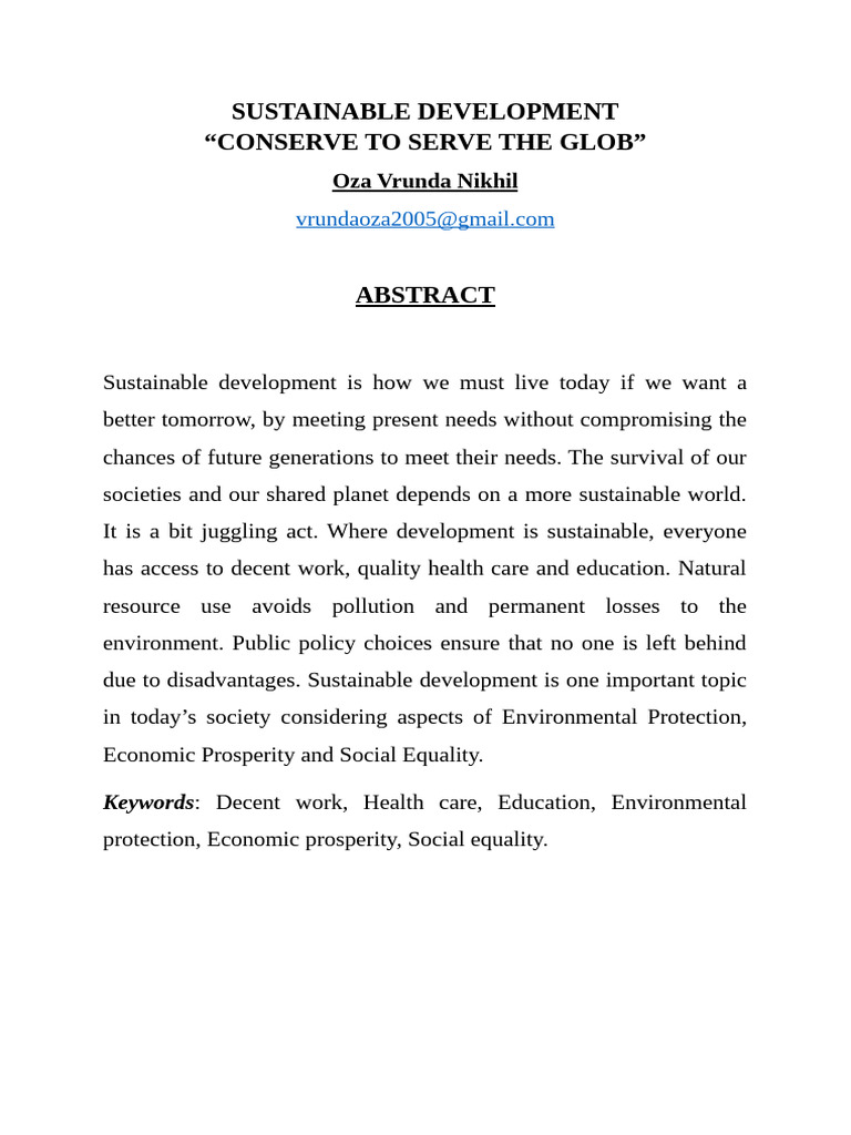 Sustainable Development for Future Generations | PDF