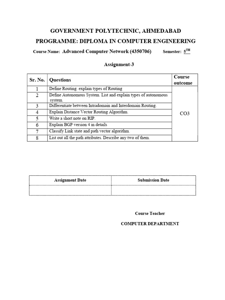 Advanced Computer Network Assignment Guide | PDF