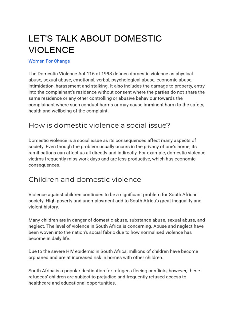 Understanding Domestic Violence in SA | PDF | Domestic Violence | Violence