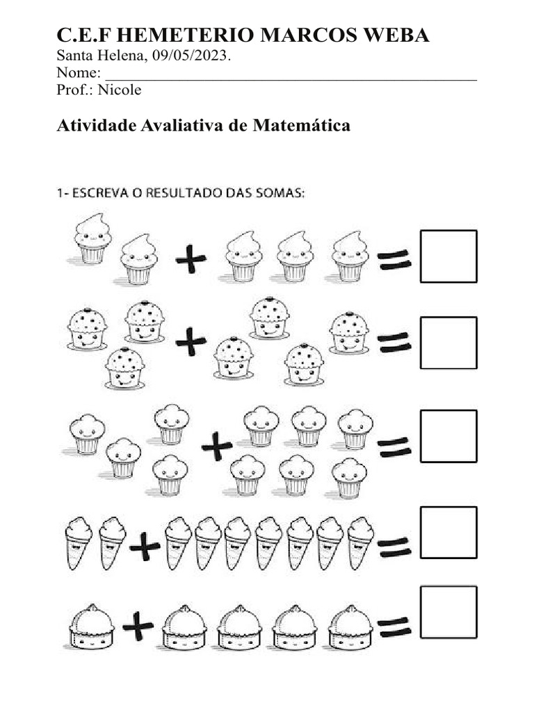 Atividade Avaliativa de Matemática 2023 | PDF