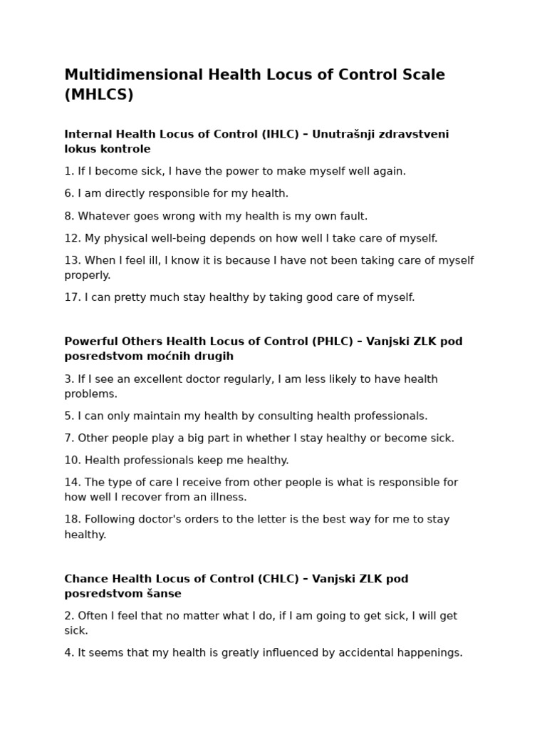 Health Locus of Control Insights | PDF | Health Sciences | Health Care