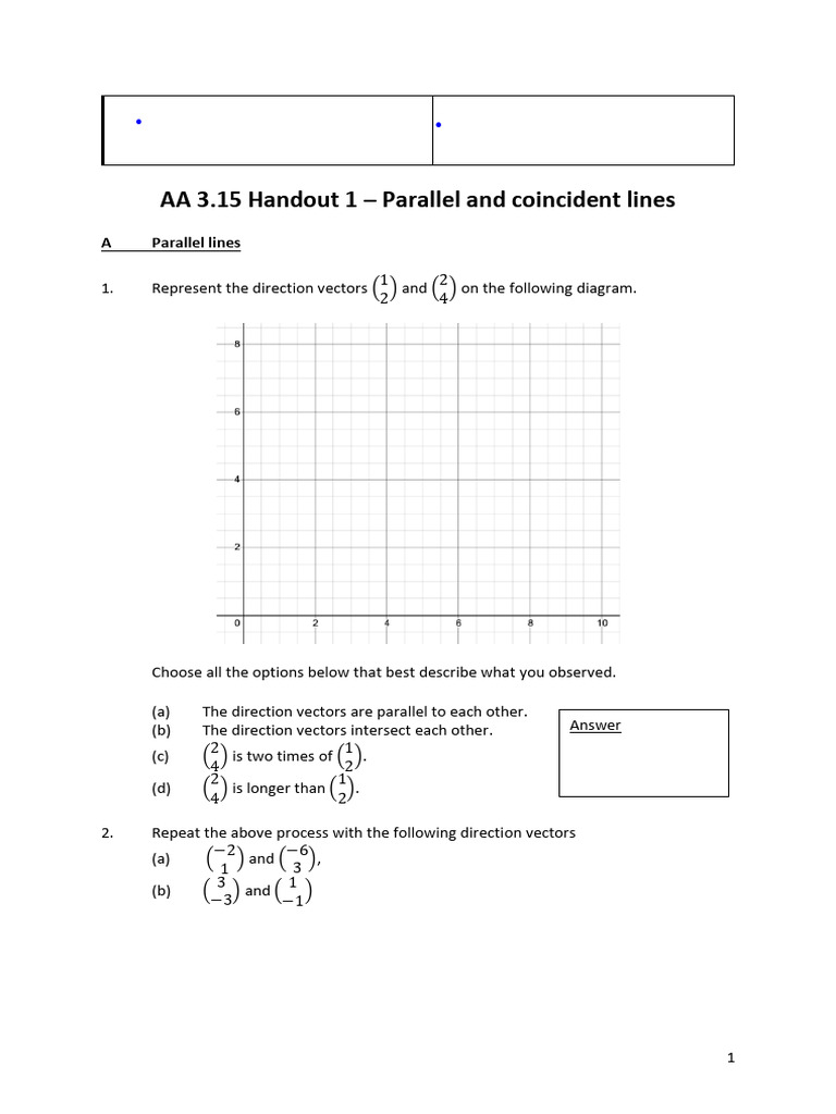Coincident and Parallel Lines Analysis | PDF | Vector Space | Euclidean ...