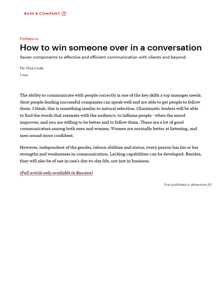 Winning Conversations: Key Strategies | PDF