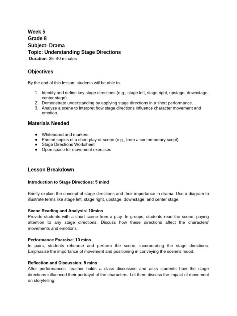 Understanding Stage Directions in Drama | PDF