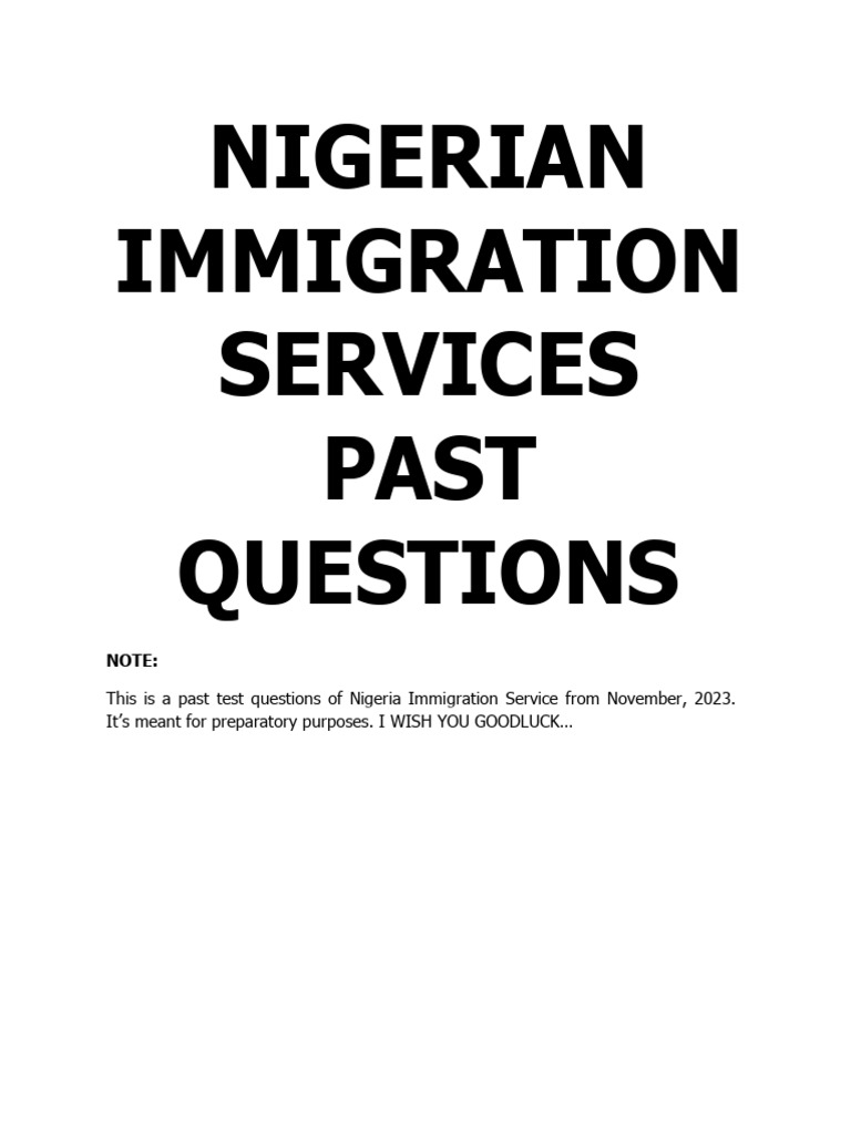 Nigerian Immigration Service Past Questions | PDF