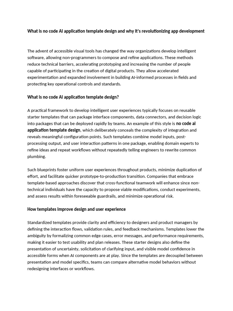 30th Aug - AS6 - No Code Ai Application Template Design, No Code App ...