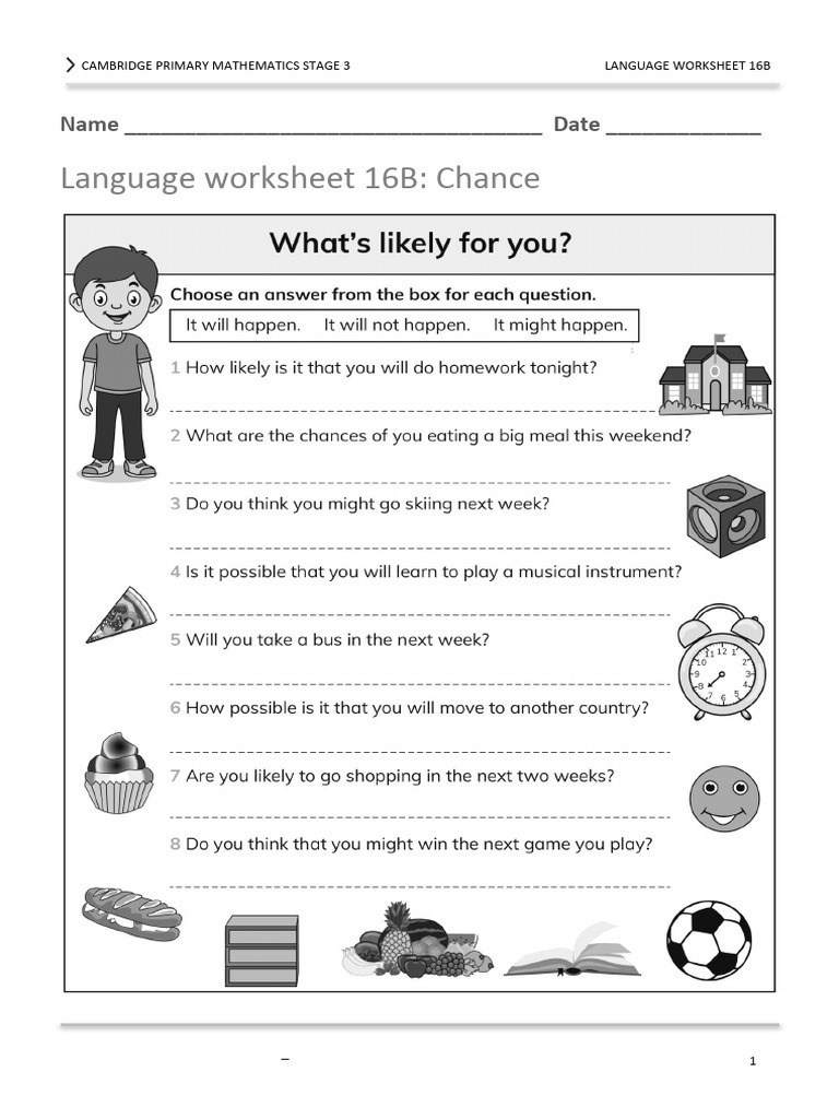 Stage 3 Chance Language Worksheet | PDF