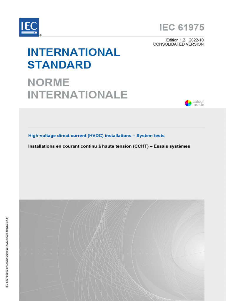 Essais systèmes pour CCHT - IEC 61975 | PDF | Courant continu haute ...