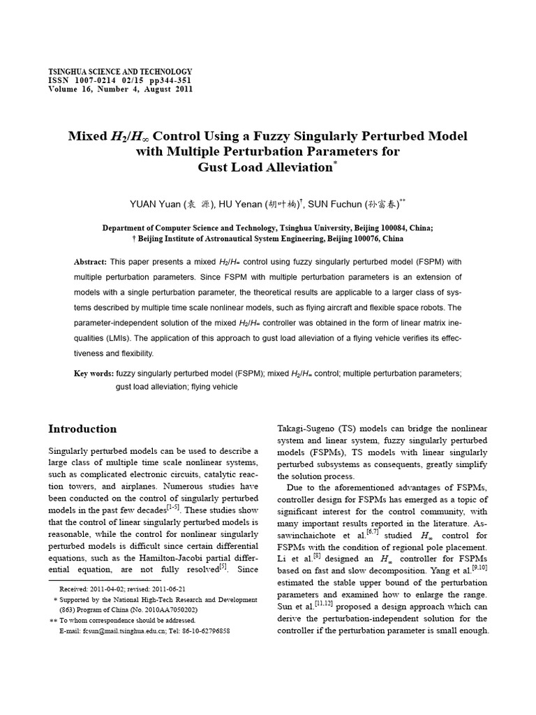 Mixed H2H Control Using A Fuzzy Singularly Perturbed Model With ...