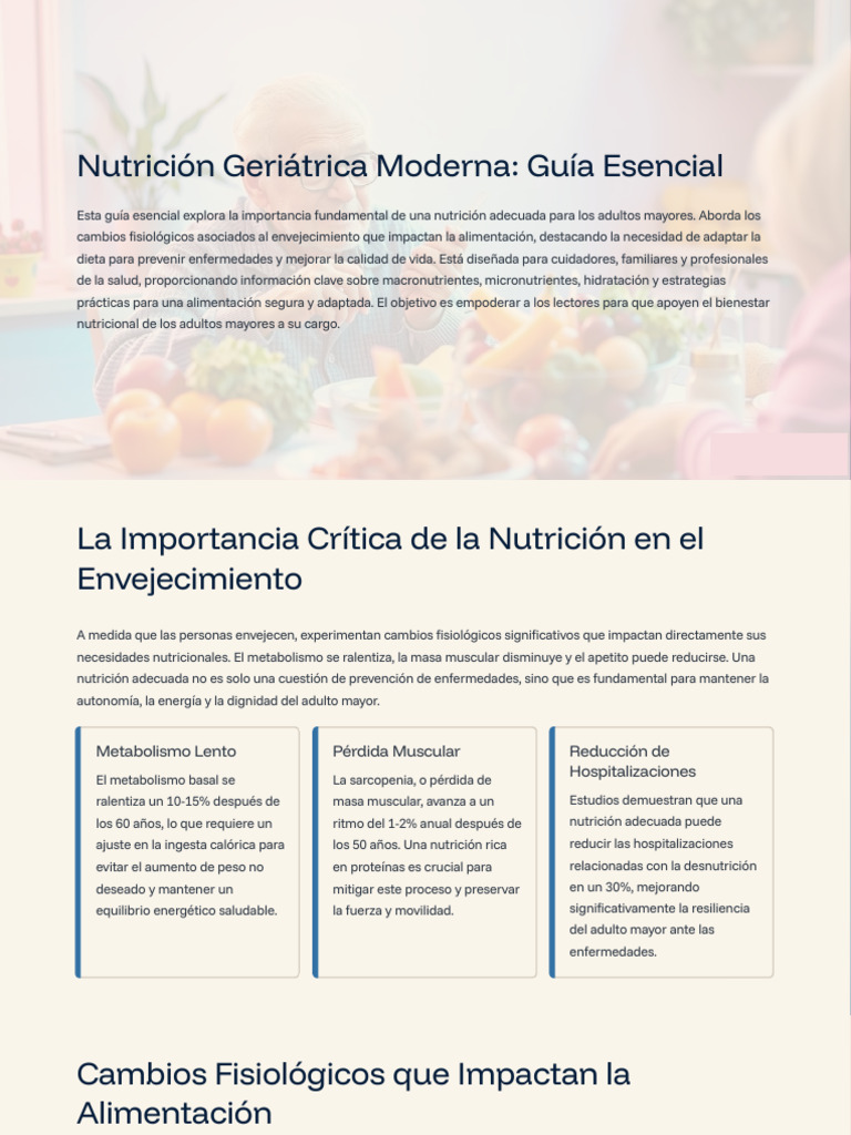 Nutrición Geriátrica: Guía Práctica | PDF | Nutrición | Dieta y nutrición
