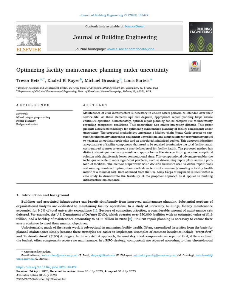 Optimizing Facility Maintenance Planning | PDF | Monte Carlo Method ...
