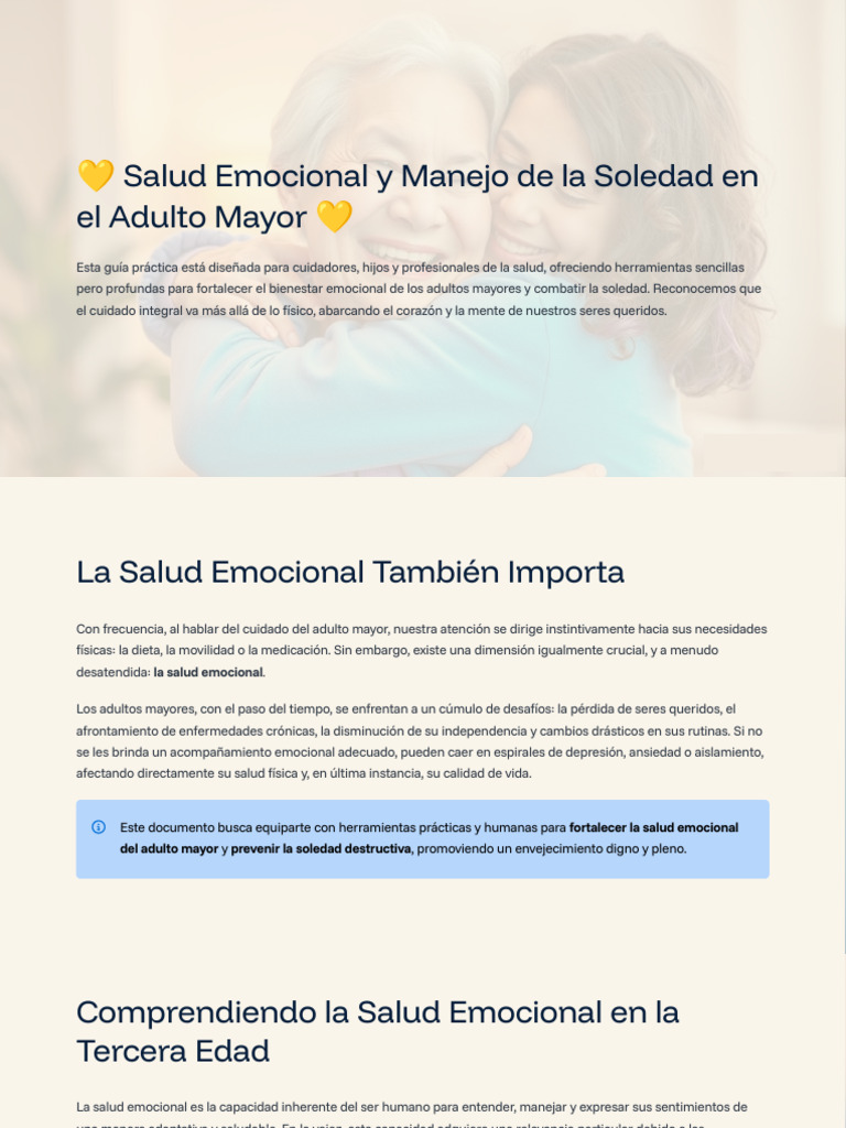 Salud Emocional en Adultos Mayores | PDF | Vejez | Soledad