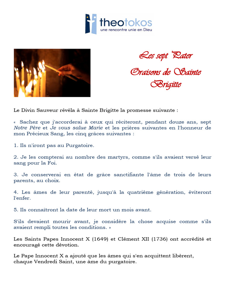 Sept Pater Noster de Sainte Brigitte | PDF | Marie, mère de Jésus | Jésus