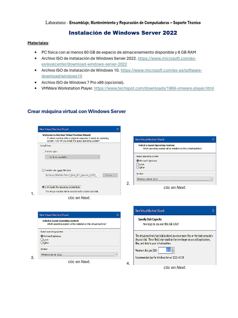 Instalación de Windows Server 2022 en VMWare | PDF | Dirección IP ...