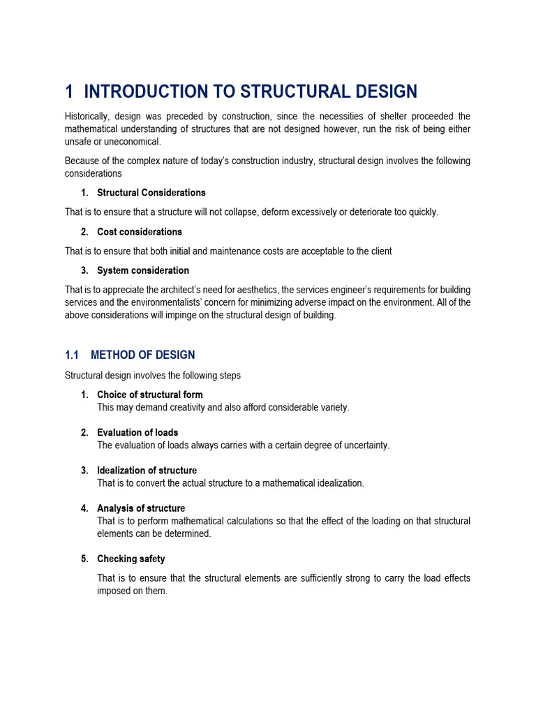 Booklet 1 - Introduction To Structural Design - Edditted 2022.01.17 ...