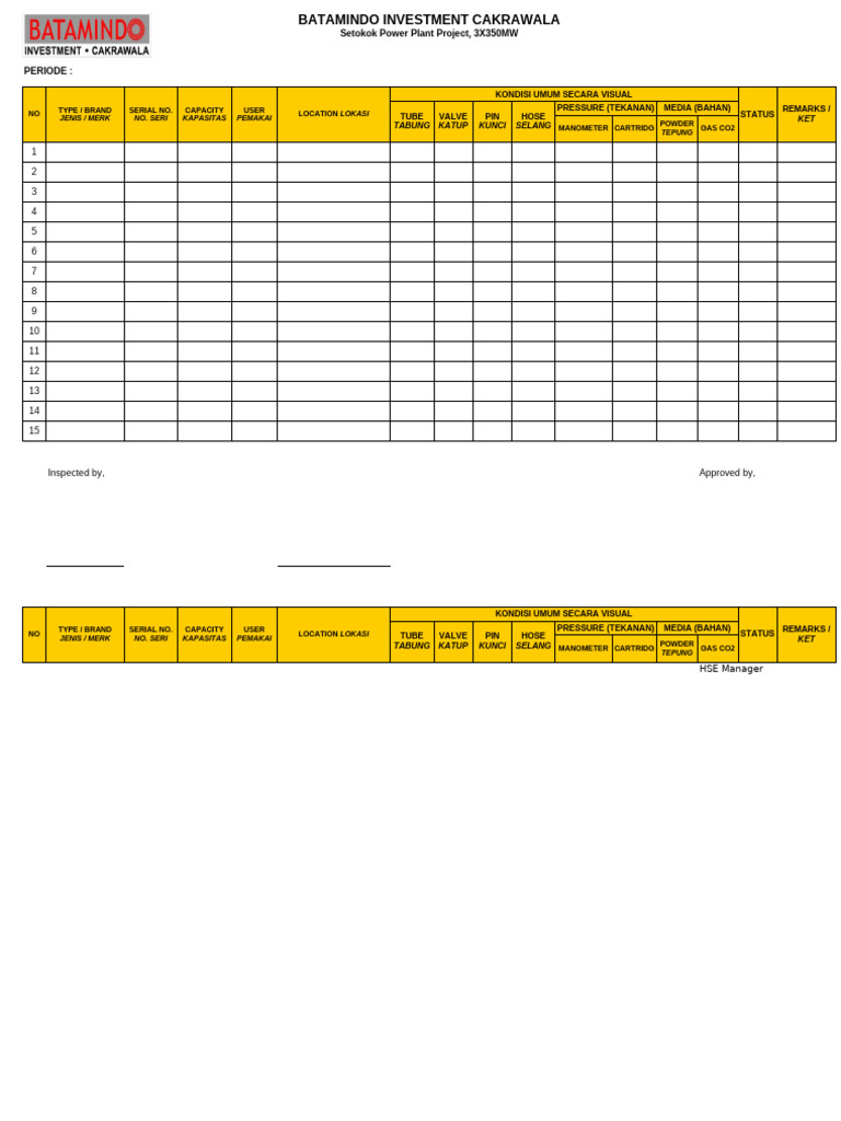 Form Inspection Apar | PDF | Equipment