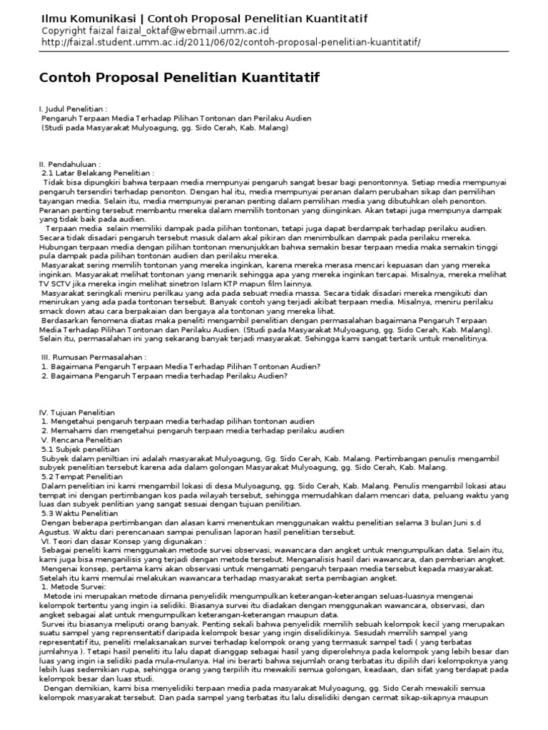 Ilmu Komunikasi-Contoh Proposal Penelitian Kuantitatif