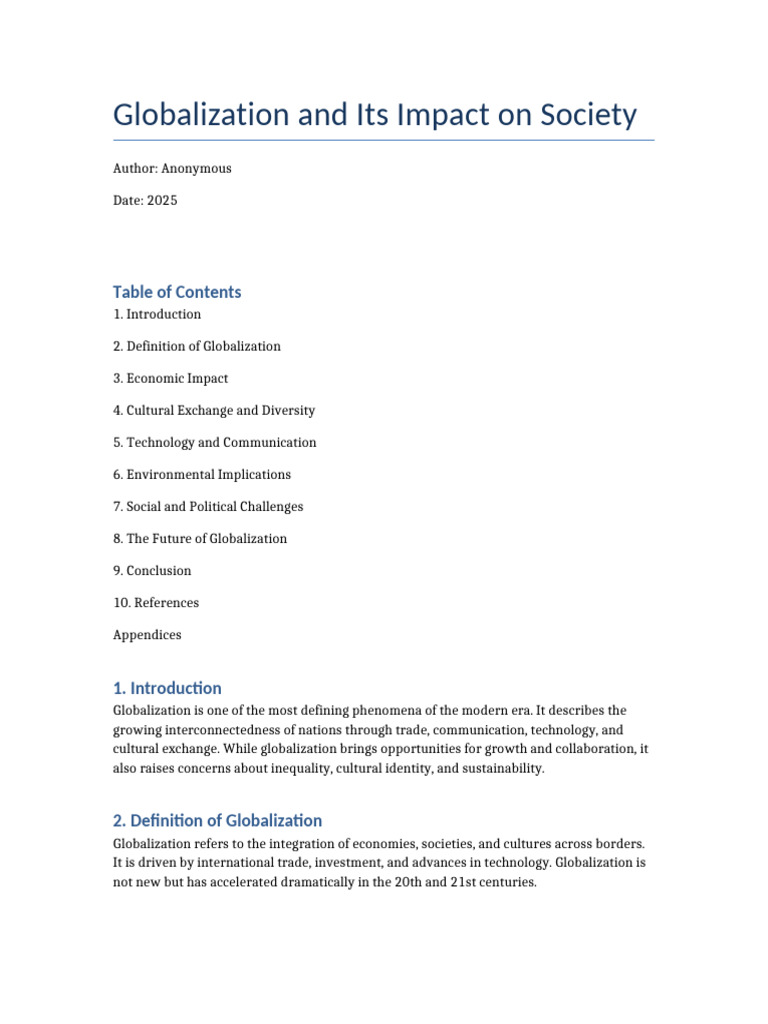 Globalization's Societal Impact Explained | PDF | Globalization ...