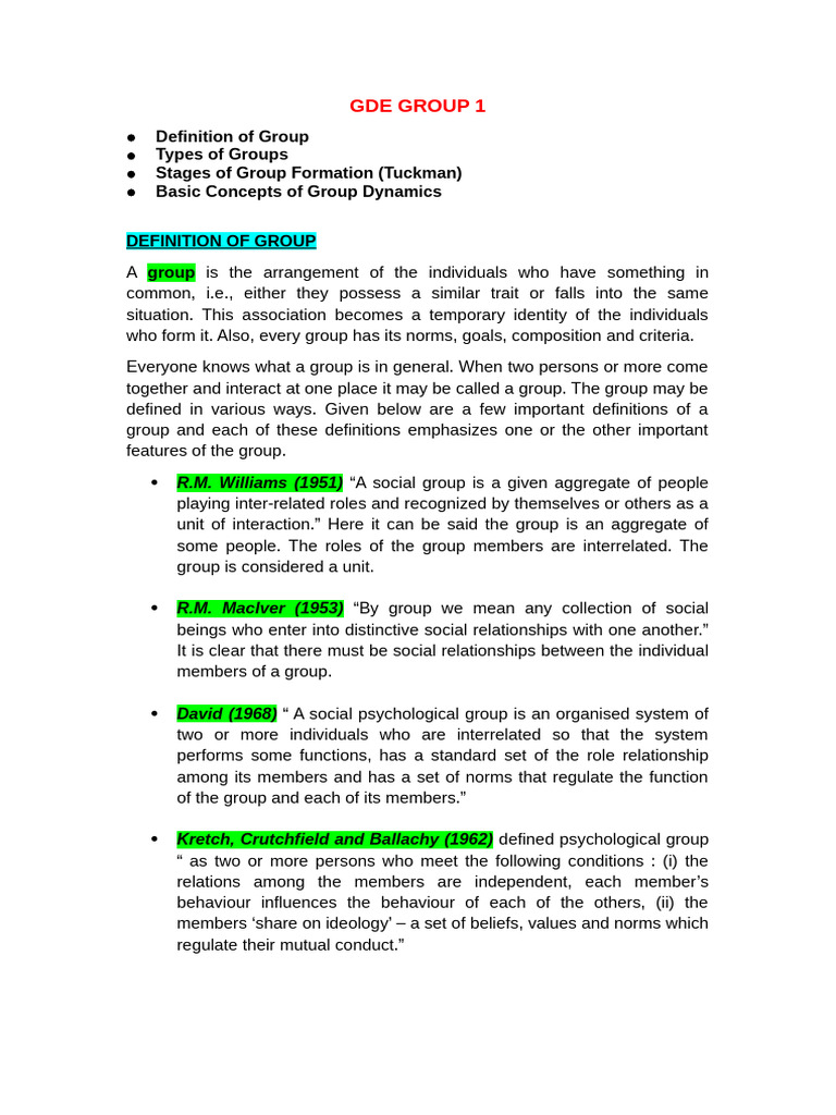 Understanding Group Dynamics and Stages | PDF | Leadership | Power ...
