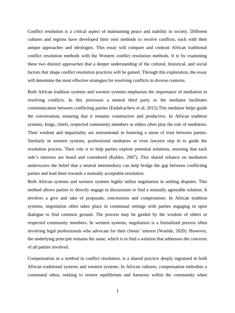 African vs. Western Conflict Resolution Methods | PDF | Mediation ...