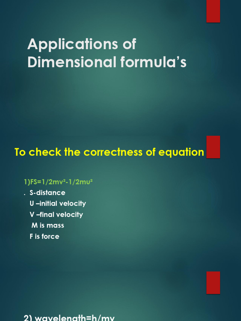 Dimensional Analysis in Physics Equations | PDF