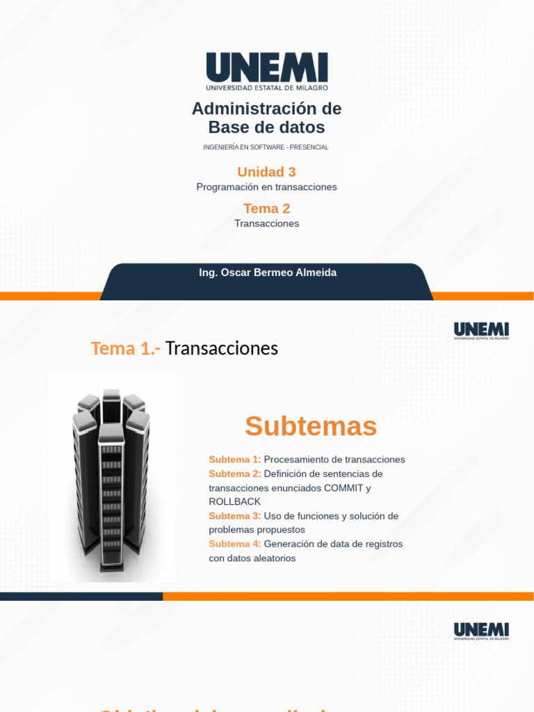 Administración de Base de Datos: Programación en Transacciones | PDF ...