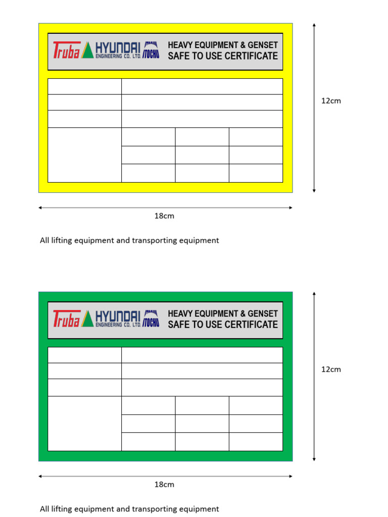 Loler Stickers for Equipment Inspection | PDF