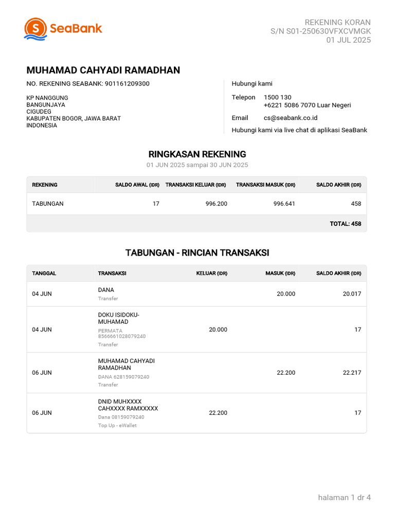 Rekening Koran Muhammad Noor Aikal Rizmi | PDF