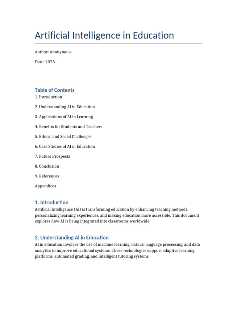 AI Transforming Education: Benefits & Challenges | PDF | Artificial ...