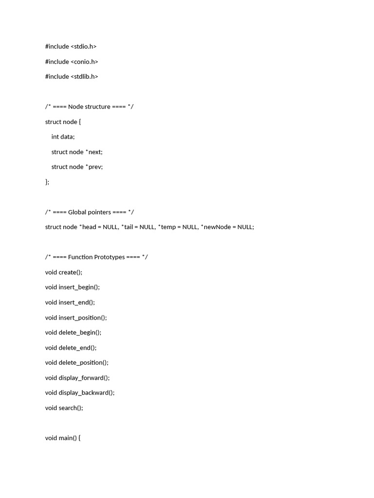 Circular Doubly Linked List Operations | PDF | Computing | Computer ...