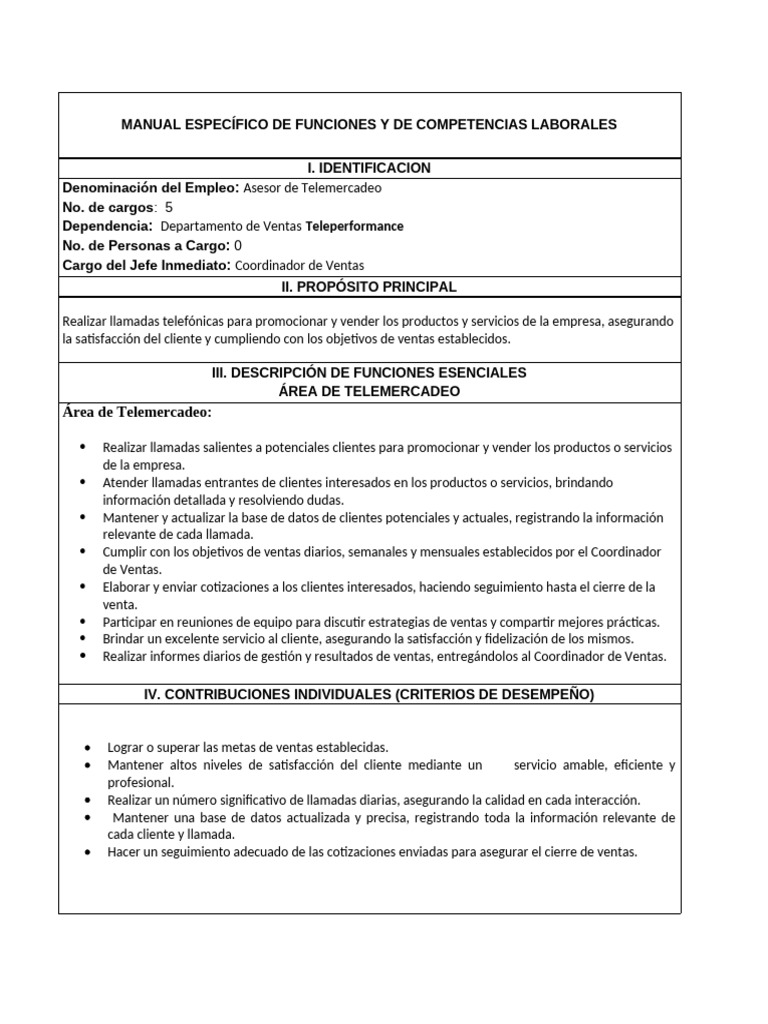 Manual Específico de Funciones y de Competencias Laborales en Blanco ...
