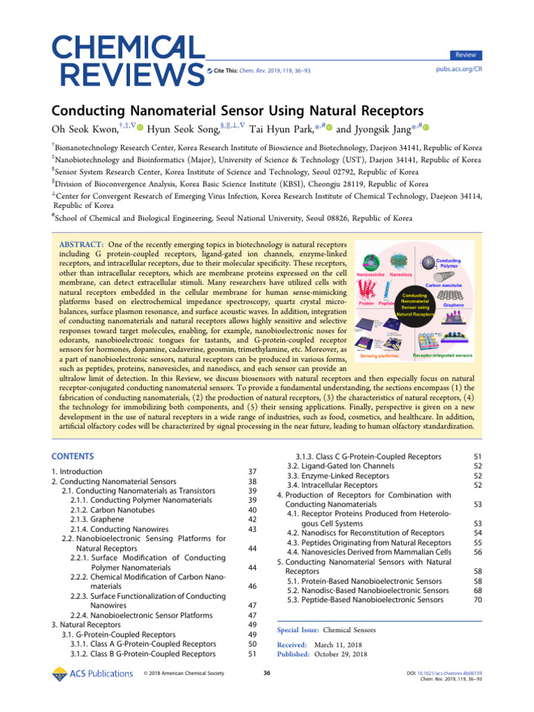 Conducting Nanomaterial Sensor Using Natural Receptors | PDF | Carbon ...
