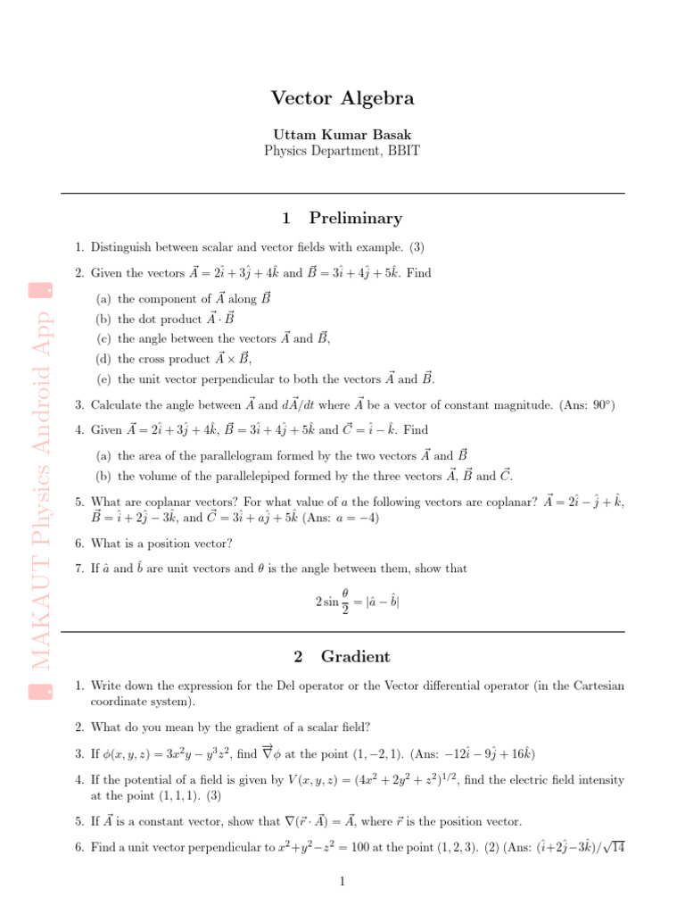 Vector Calculus | PDF | Euclidean Vector | Derivative