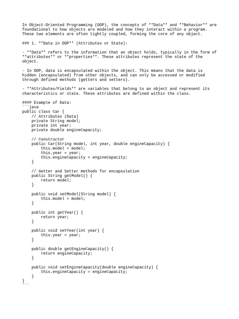 Data and Behavior in OOP Explained | PDF | Inheritance (Object Oriented ...