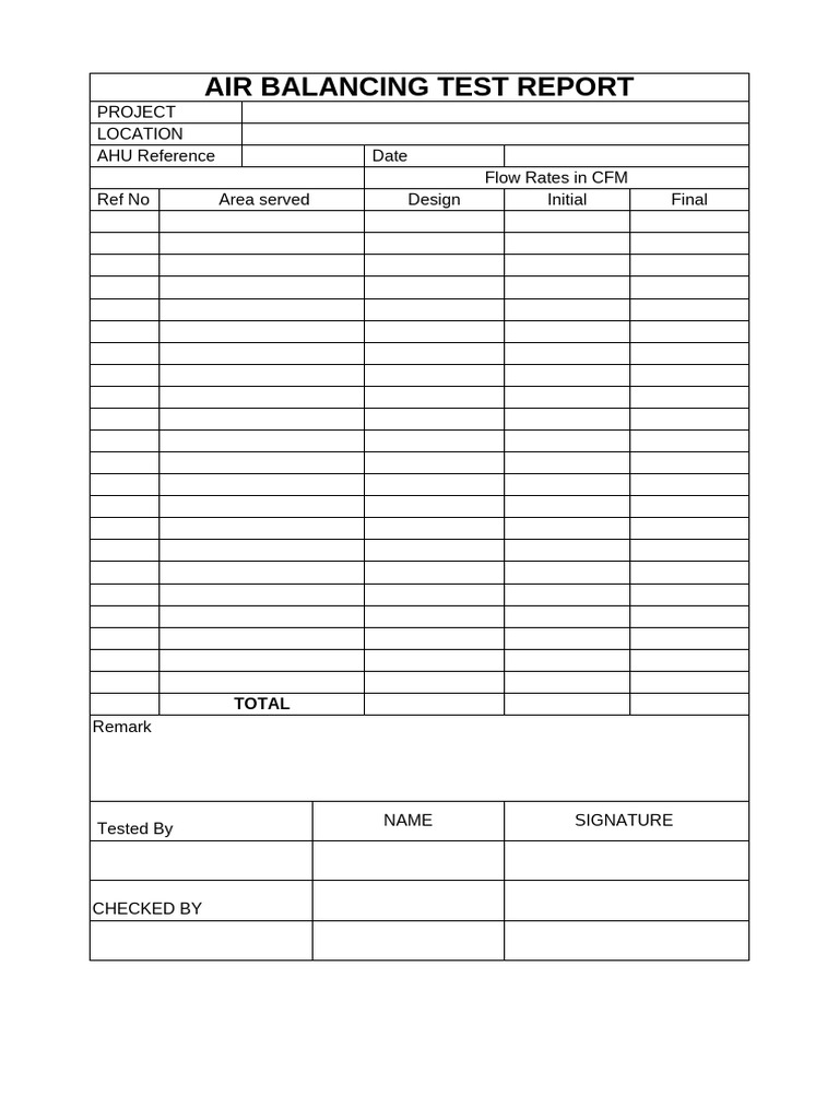 Air Balancing Test Report Template | PDF