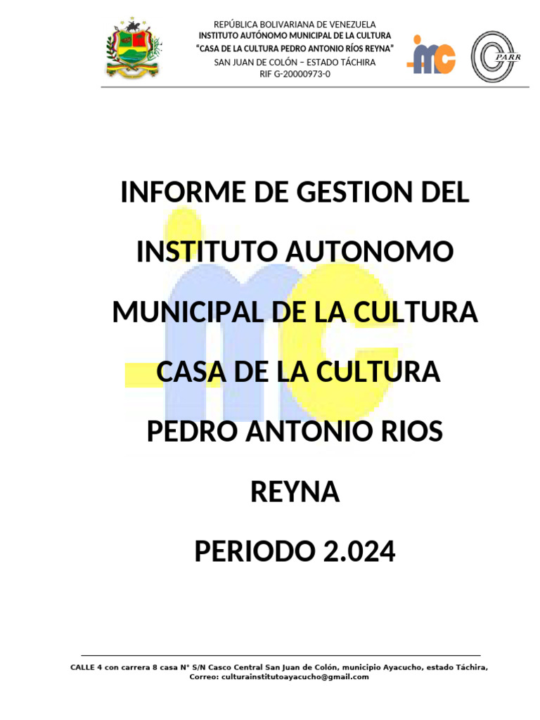 Informe de Gestión IAMC 2024 Táchira | PDF