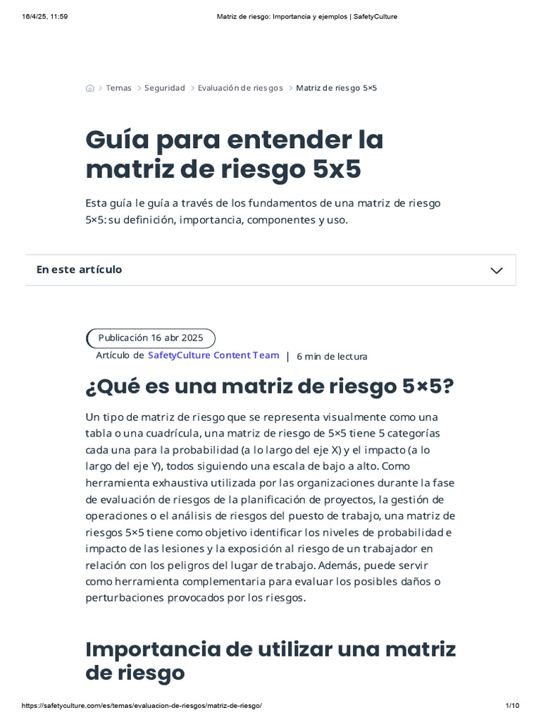 Matriz de Riesgo 5x5: Guía Completa | PDF | Riesgo | Evaluación de riesgos
