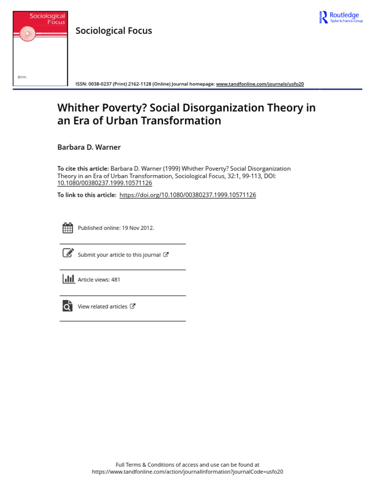 Poverty's Role in Social Disorganization Theory | PDF | Poverty ...