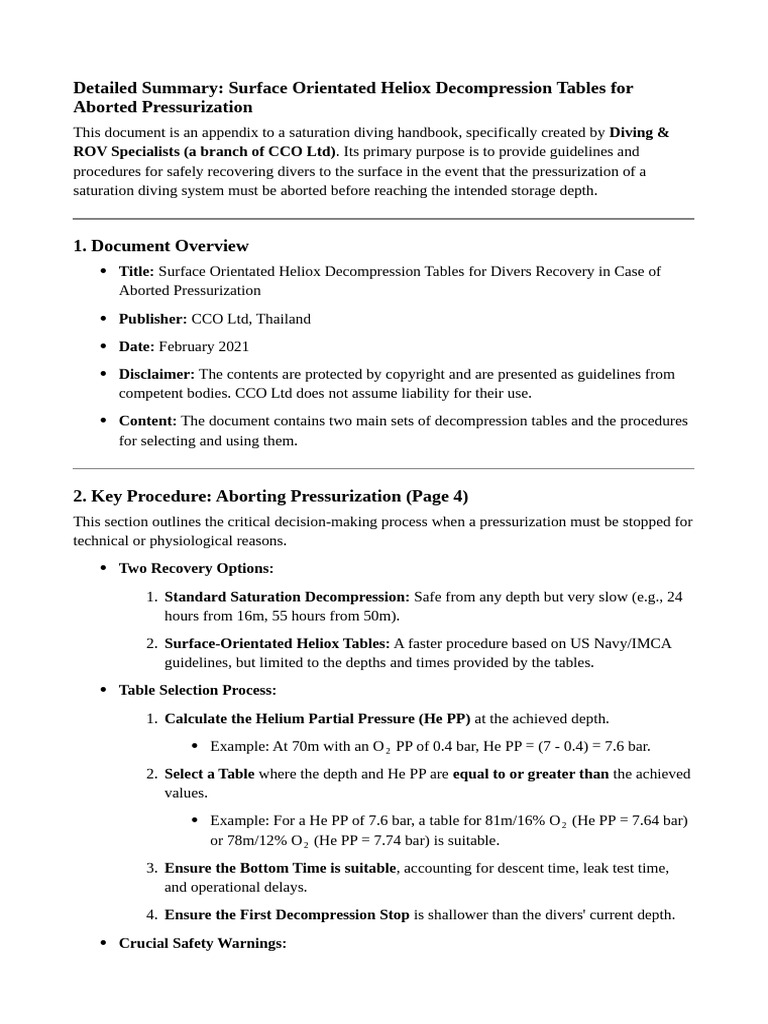 Heliox Decompression Tables for Divers | PDF | Underwater Diving | Safety