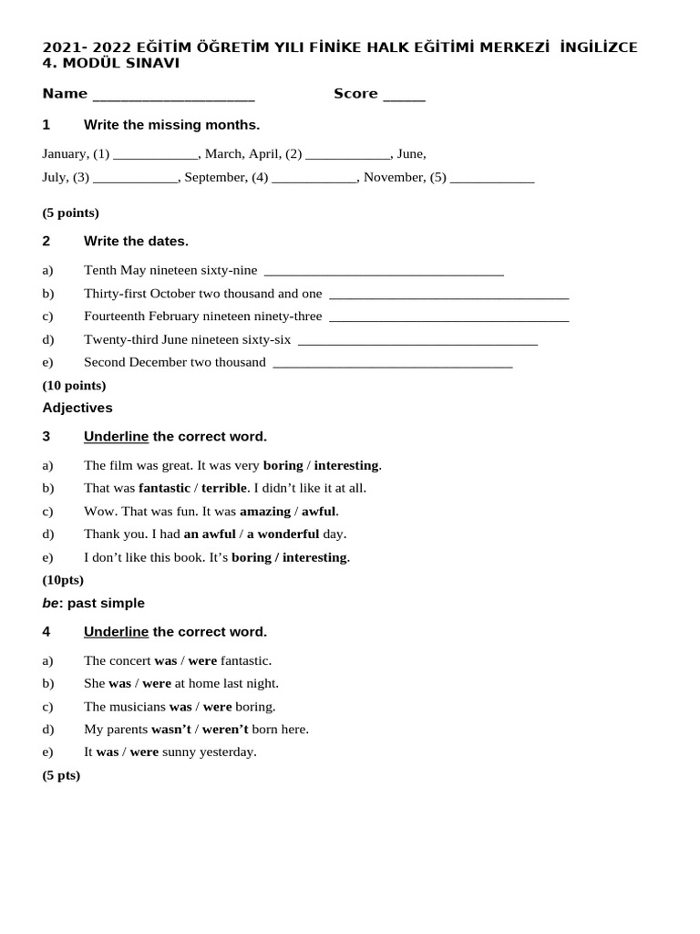 English Module Exam 2021-2022 | PDF | Languages Of Europe | Grammar