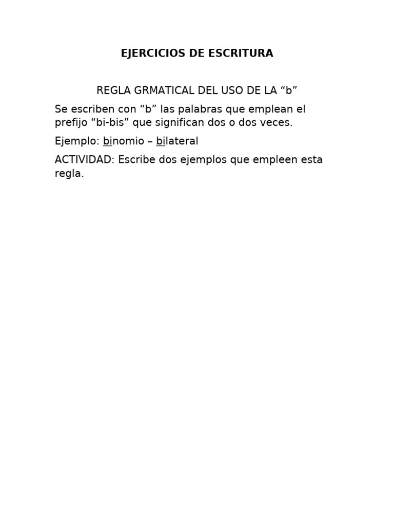 Ejercicios de Escritura | PDF