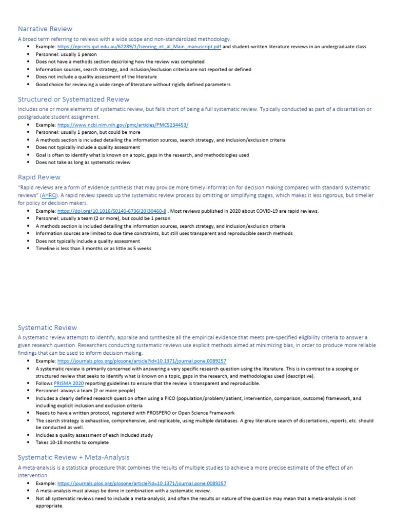 Types of Literature Reviews Explained | PDF | Systematic Review | Meta ...