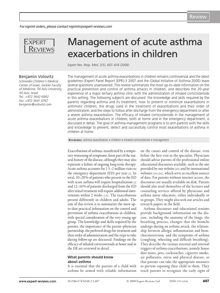 Asthma Exacerbation Management in Children | PDF | Asthma | Common Cold