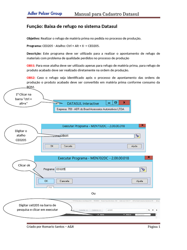Baixa de Refugo no Datasul: Manual Prático | PDF