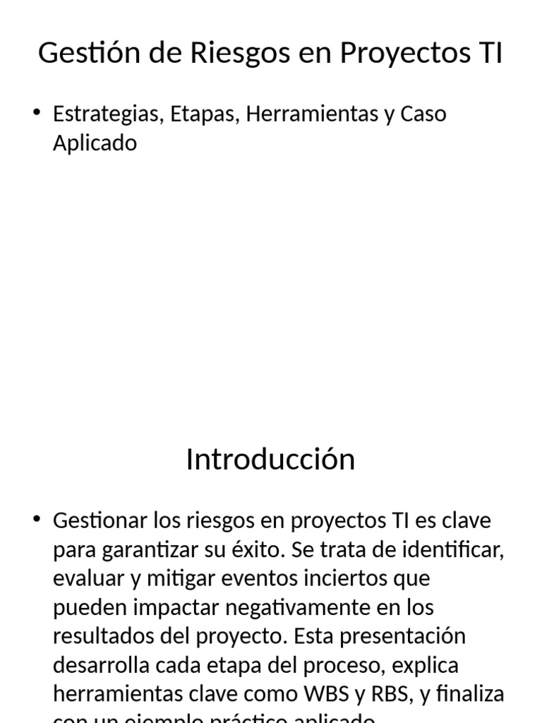 Gestión de Riesgos en Proyectos TI | PDF | Riesgo | Planificación