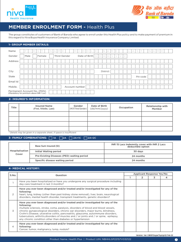 Health Plus Enrollment Form | PDF | Insurance | Diabetes